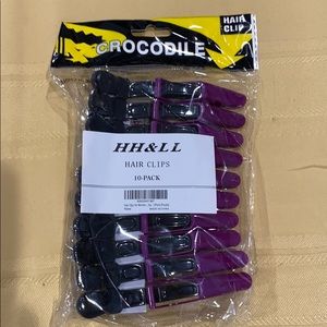 Pack of 10 crocodile Black and purple hair clips